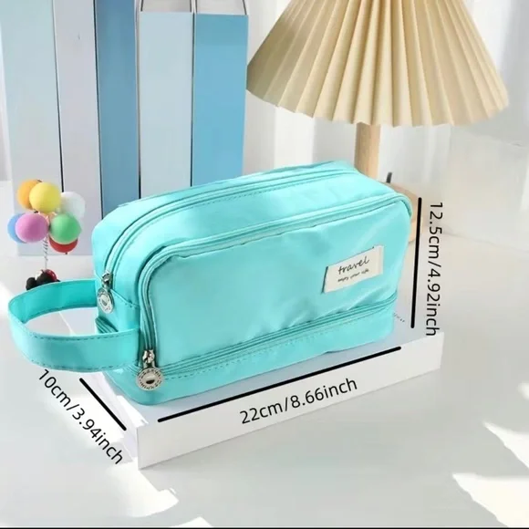 Pencil Case Aqua Green School And Office Supplies Zippered Organizer - Picture 2 of 2